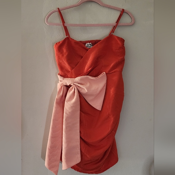 Future Collective Dresses & Skirts - Future Collective Bow Red And Pink‎ Mini Holiday Party Dress Size 2